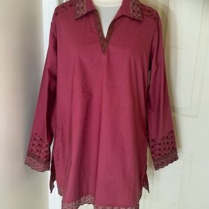 April Cornell wine-coloured tunic, size Large